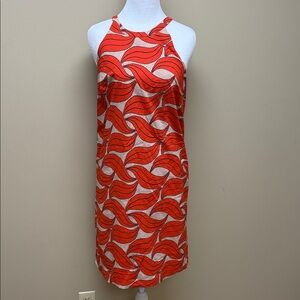 Ann Taylor Vibrant Red and White Dress‎